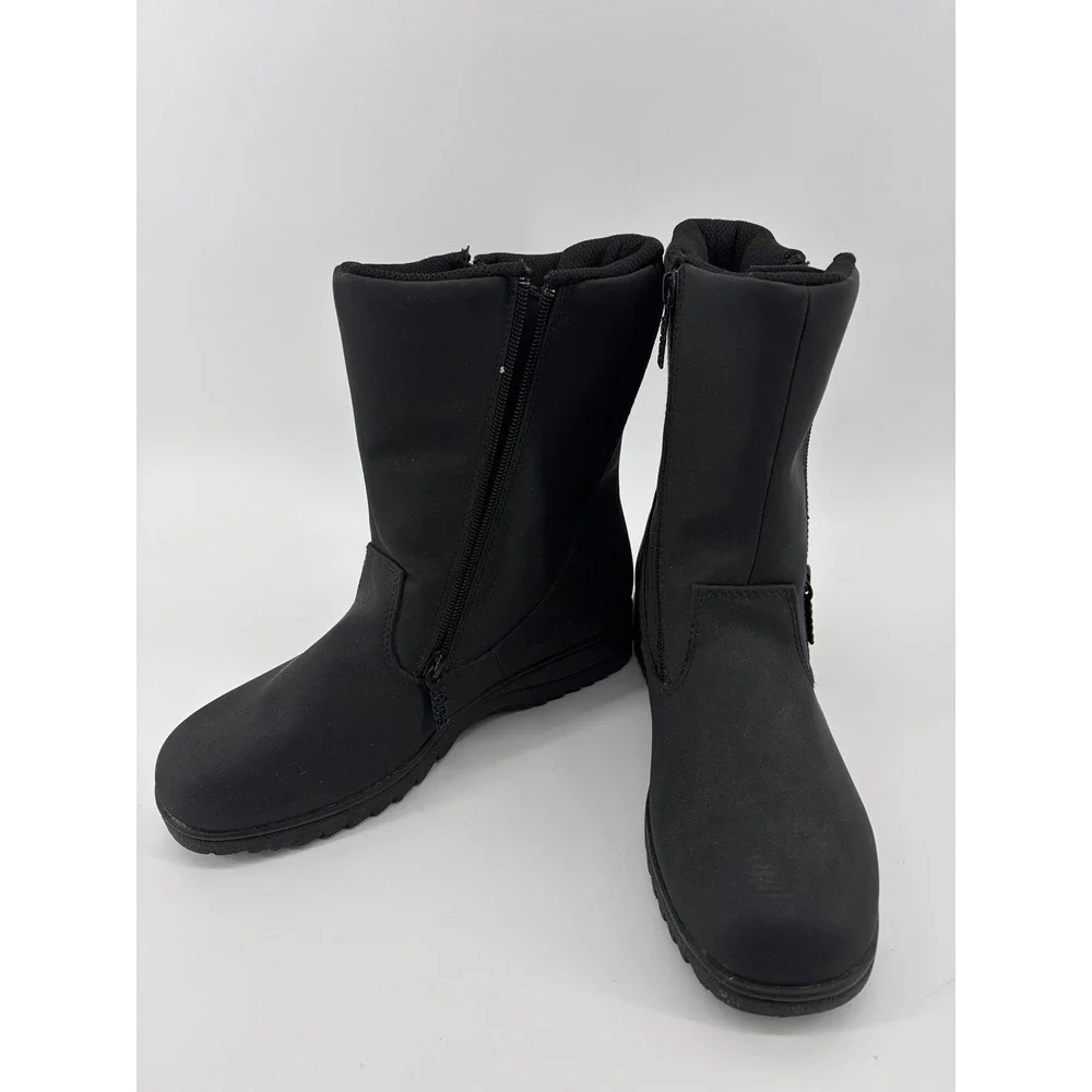 Totes Rosemary High Calf Boots, Black, Waterproof Zipper, Women's Size 8